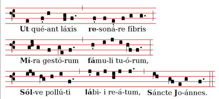 Hymne à st Jean musique d`époque